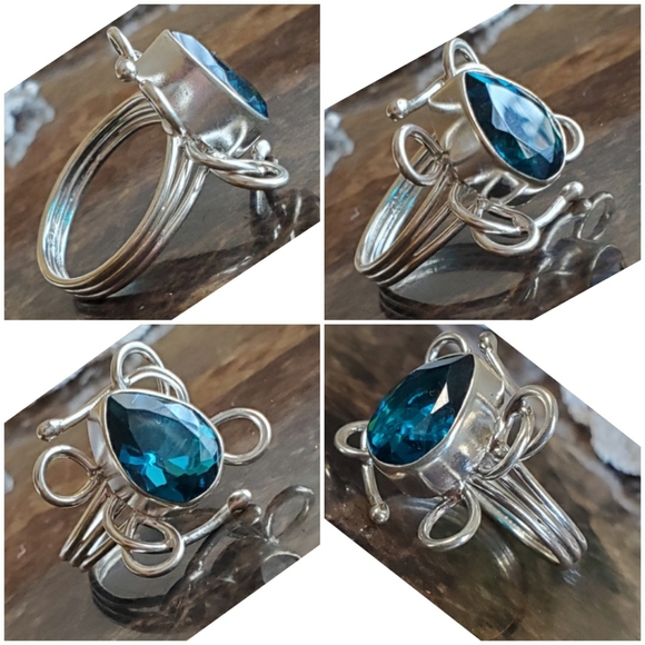 Genuine 4ct Teal Apatite Ring Size 9 - Picture 5 of 7